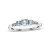 Aquamarine and Diamond Accent Three Stone Ring in 10K White Gold