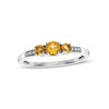 Citrine and Diamond Accent Three Stone Ring in 10K White Gold