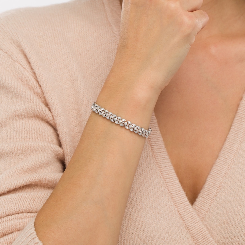 Main Image 2 of 1.00 CT. T.W. Diamond Triple-Row Bracelet in Sterling Silver – 7.25"