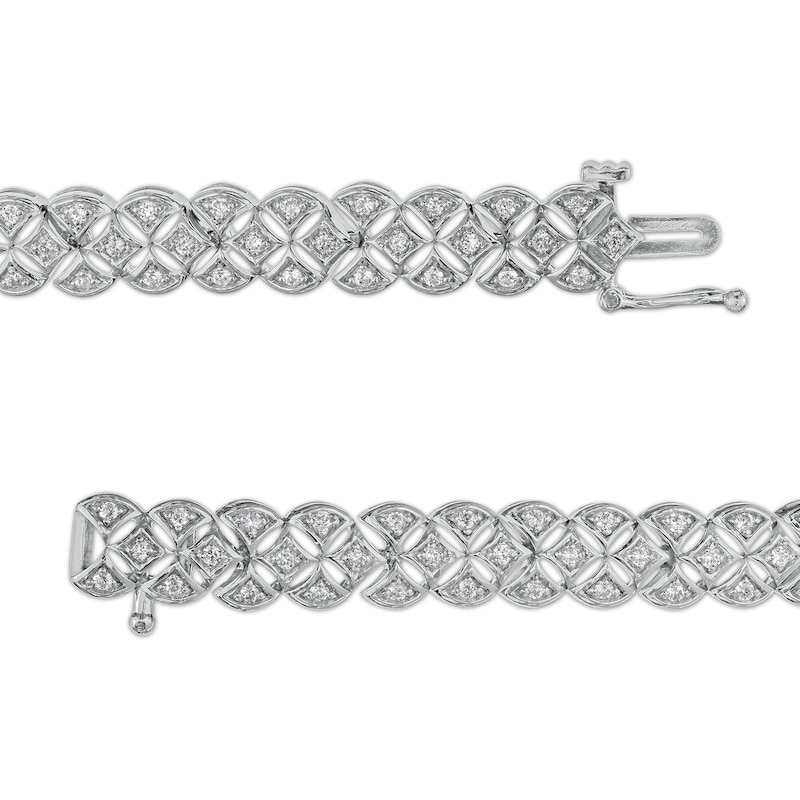 Main Image 3 of 1.00 CT. T.W. Diamond Triple-Row Bracelet in Sterling Silver – 7.25"