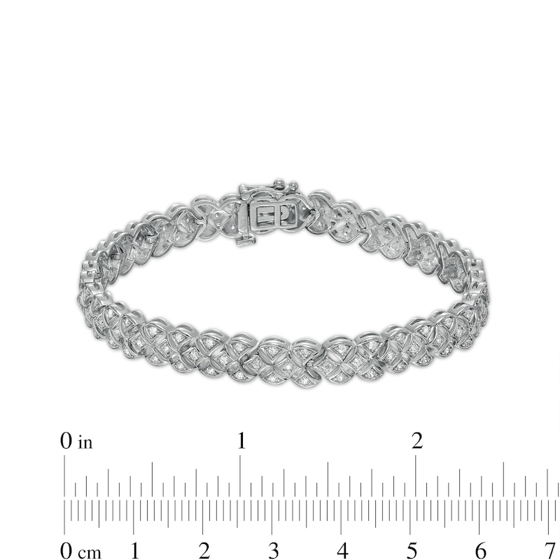 Main Image 4 of 1.00 CT. T.W. Diamond Triple-Row Bracelet in Sterling Silver – 7.25"
