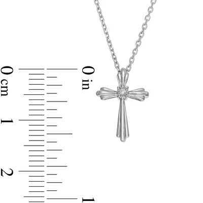 Diamond Accent Solitaire Cross Pendant and Stud Earrings Set in Sterling Silver