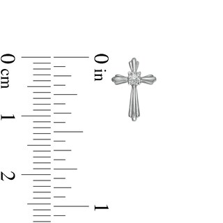 Diamond Accent Solitaire Cross Pendant and Stud Earrings Set in Sterling Silver