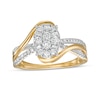 Thumbnail Image 0 of 0.50 CT. T.W. Composite Oval Diamond Crossover Split Shank Ring in 10K Gold
