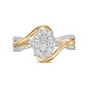 Thumbnail Image 3 of 0.50 CT. T.W. Composite Oval Diamond Crossover Split Shank Ring in 10K Gold
