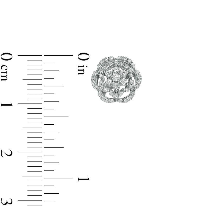Main Image 3 of 0.51 CT. T.W. Diamond Flower Scallop Edge Stud Earrings in 10K White Gold