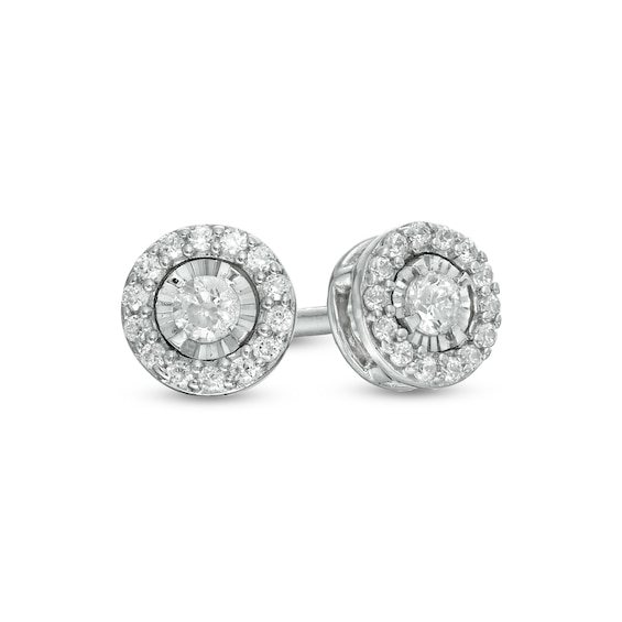 0.16 CT. T.W. Diamond Frame Stud Earrings in Sterling Silver
