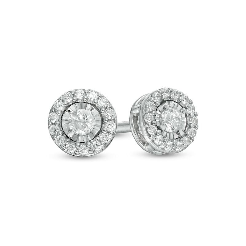 0.16 CT. T.W. Diamond Frame Stud Earrings in Sterling Silver|Peoples Jewellers