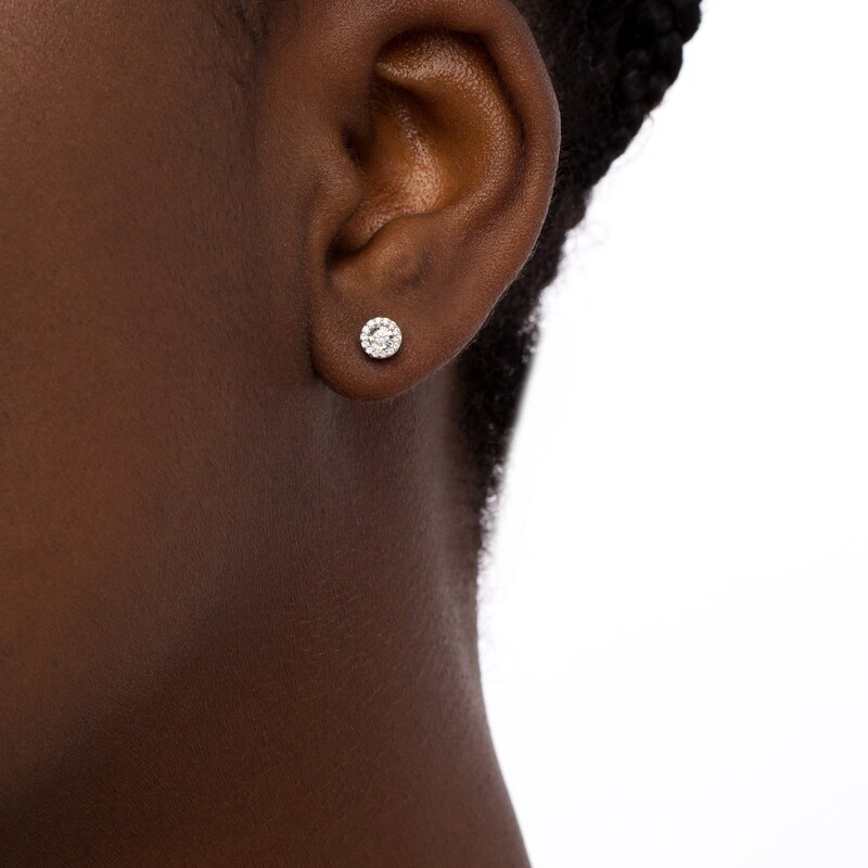 0.16 CT. T.W. Diamond Frame Stud Earrings in Sterling Silver
