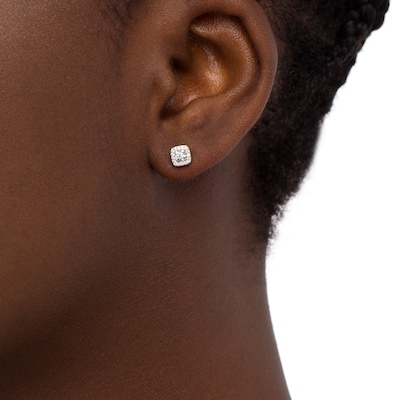 0.16 CT. T.W. Diamond Cushion Frame Stud Earrings in Sterling Silver