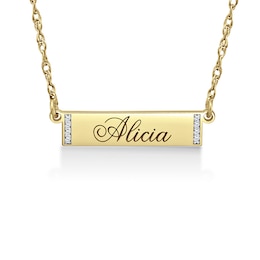 0.04 CT. T.W. Diamond Engravable Bar Script Name Necklace (1 Line)