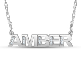 Diamond Accent Uppercase Block Name Necklace (1 Name)
