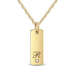 Diamond Accent 19.0mm Bar Initial Pendant (1 Initial)