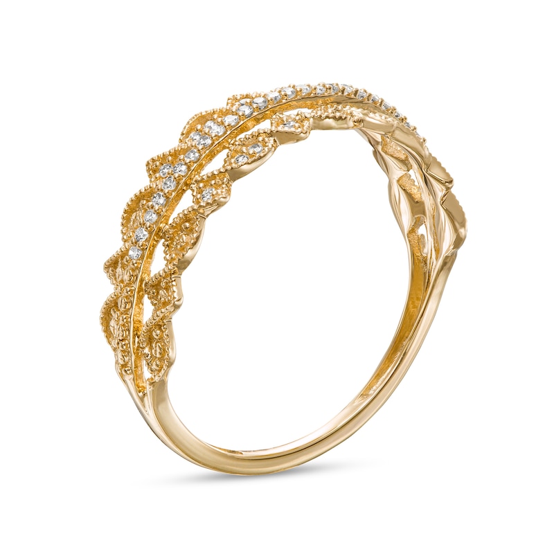 Main Image 3 of 0.08 CT. T.W. Diamond Vintage-Style Art Deco Band in 10K Gold