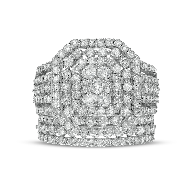 2.18 CT. T.W. Composite Diamond Triple Octagonal Frame Multi-Row Bridal Set in 10K White Gold