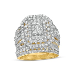 2.18 CT. T.W. Multi-Diamond Triple Octagonal Frame Multi-Row Bridal Set in 10K Gold