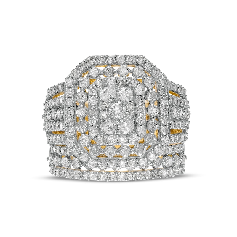 2.18 CT. T.W. Composite Diamond Triple Octagonal Frame Multi-Row Bridal Set in 10K Gold