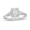 Thumbnail Image 0 of Vera Wang Love Collection 0.95 CT. T.W. Emerald-Cut Diamond Frame Engagement Ring in 14K White Gold