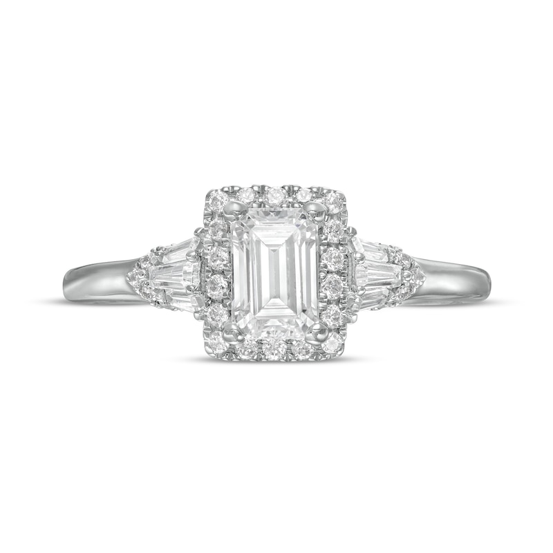Vera Wang Love Collection 0.95 CT. T.W. Emerald-Cut Diamond Frame Engagement Ring in 14K White Gold