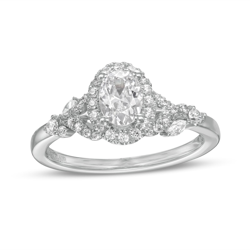 Vera Wang Love Collection 0.69 CT. T.W. Oval Diamond Frame Engagement Ring in 14K White Gold