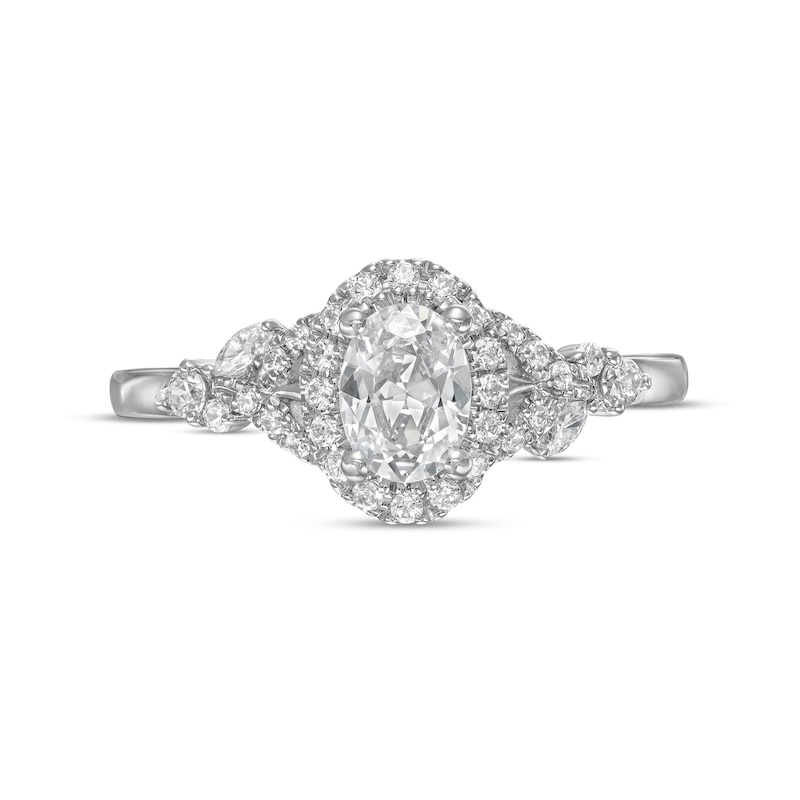 Main Image 3 of Vera Wang Love Collection 0.69 CT. T.W. Oval Diamond Frame Engagement Ring in 14K White Gold