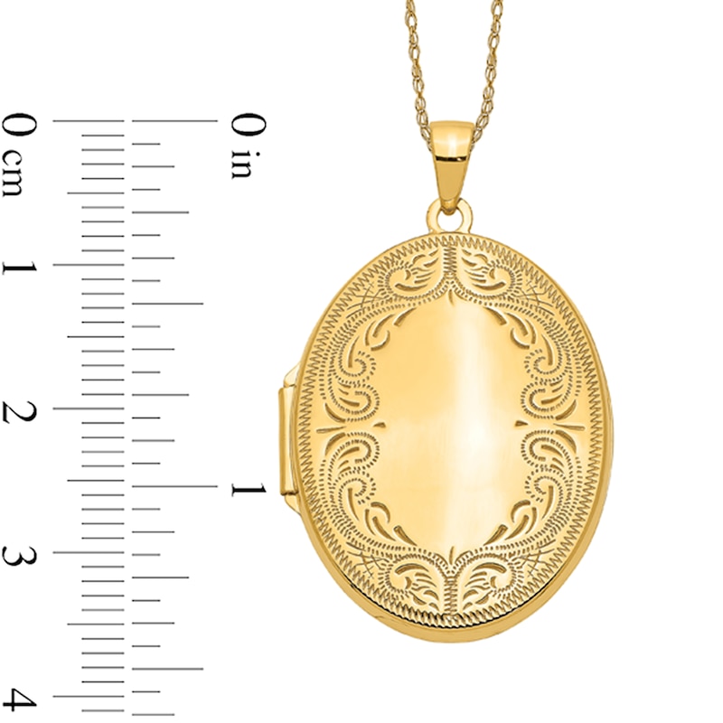 Main Image 2 of Etched Ornate Frame Vintage-Style Oval Locket in 14K Gold