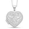 Thumbnail Image 1 of Filigree Textured "Love You Always" Reversible Heart Locket in 14K White Gold
