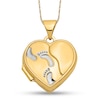 Thumbnail Image 1 of 15.0mm Footprints Layered Heart Locket in 14K Two-Tone Gold