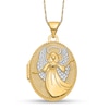 Thumbnail Image 1 of Textured Guardian Angel Oval Locket in 14K Two-Tone Gold