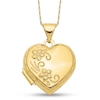Thumbnail Image 1 of Floral Textured Scallop Frame Reversible Heart Locket in 10K Gold