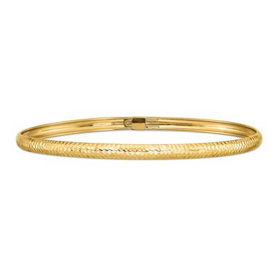 4.0mm Textured Slip-On Flex Bangle in 14K Gold - 7.5"