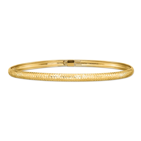 4.0mm Textured Slip-On Flex Bangle in 14K Gold - 7.5"