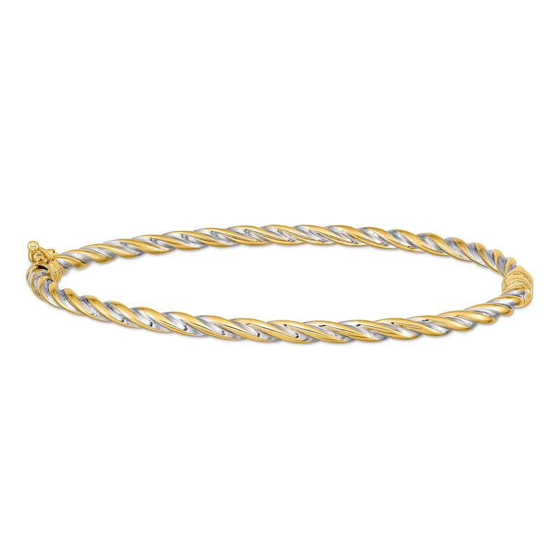3.0mm Twist Bangle in 14K Two-Tone Gold|Peoples Jewellers