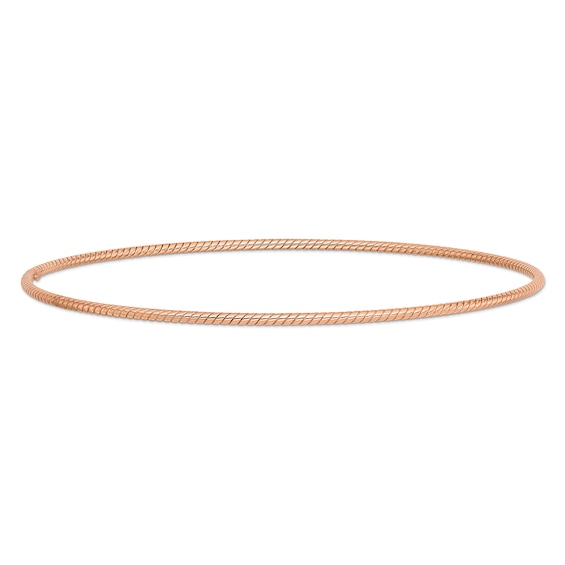 1.5mm Rope-Textured Slip-On Bangle in 14K Rose Gold - 8"