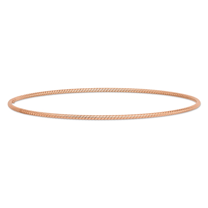 Main Image 1 of 1.5mm Rope-Textured Slip-On Bangle in 14K Rose Gold - 8"