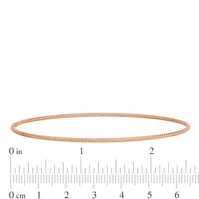 1.5mm Rope-Textured Slip-On Bangle in 14K Rose Gold - 8"