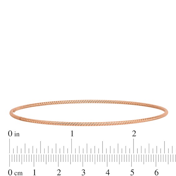 1.5mm Rope-Textured Slip-On Bangle in 14K Rose Gold - 8"