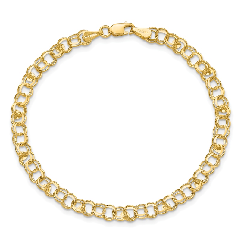 4.0mm Mini Heart Double Link Chain Bracelet in Solid 14K Gold|Peoples Jewellers