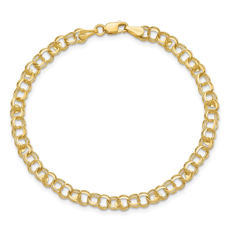 4.0mm Mini Heart Solid Double Link Chain Bracelet in 14K Gold Peoples
