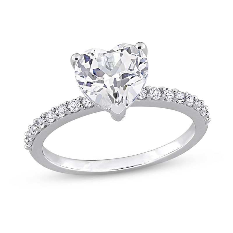 8.0mm Heart-Shaped White Lab-Created Sapphire Ring in 10K White Gold|Peoples Jewellers