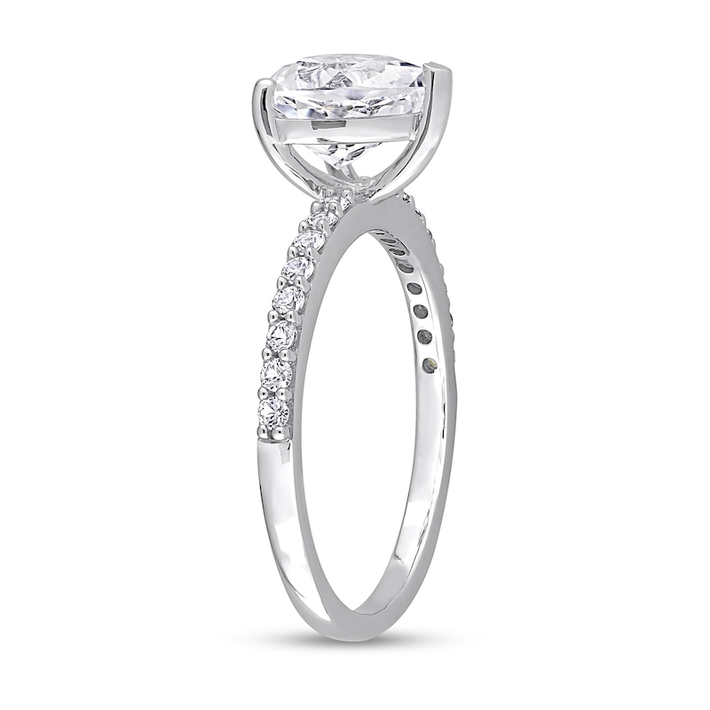 Main Image 3 of 8.0mm Heart-Shaped White Lab-Created Sapphire Ring in 10K White Gold