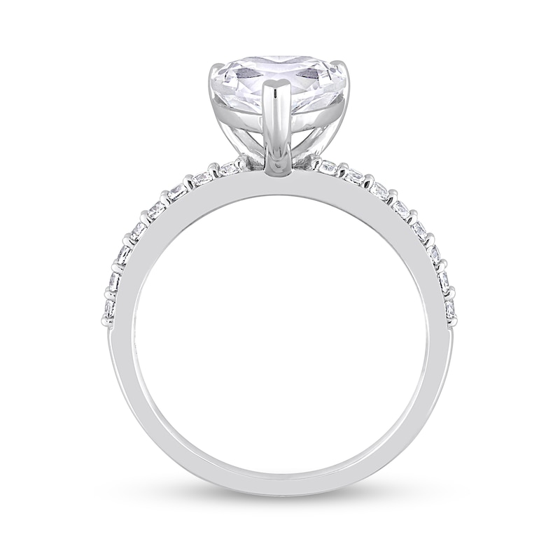 Main Image 5 of 8.0mm Heart-Shaped White Lab-Created Sapphire Ring in 10K White Gold