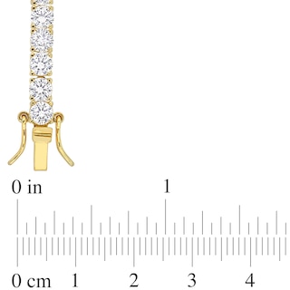 4.0mm White Lab-Created Sapphire Tennis Bracelet in Sterling Silver with Yellow Rhodium - 7.25"