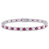 Thumbnail Image 1 of 4.0mm Lab-Created Ruby and White Lab-Created Sapphire Alternating Tennis Bracelet in Sterling Silver - 7.25"