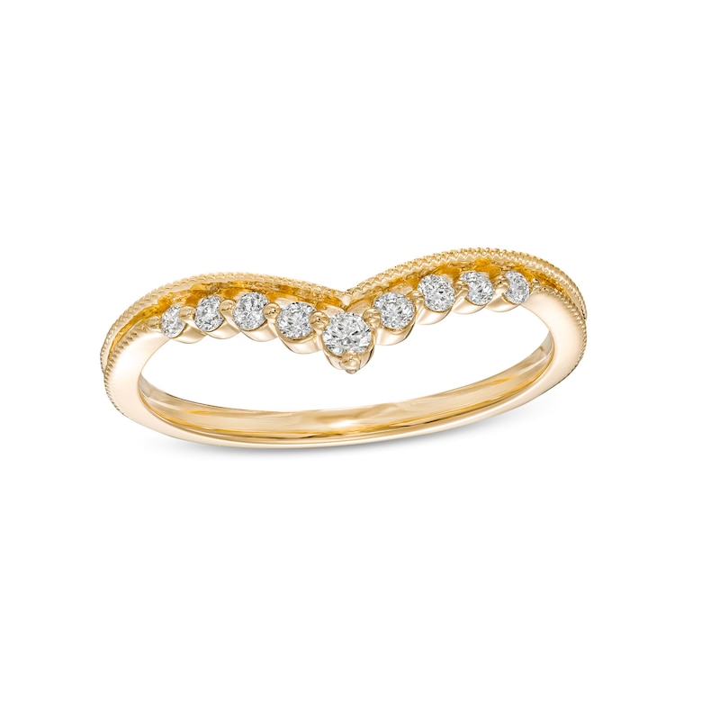 0.145 CT. T.W. Diamond Vintage-Style Contour Anniversary Band in 10K Gold