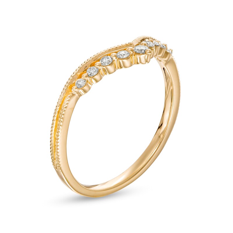 Main Image 3 of 0.145 CT. T.W. Diamond Vintage-Style Contour Anniversary Band in 10K Gold