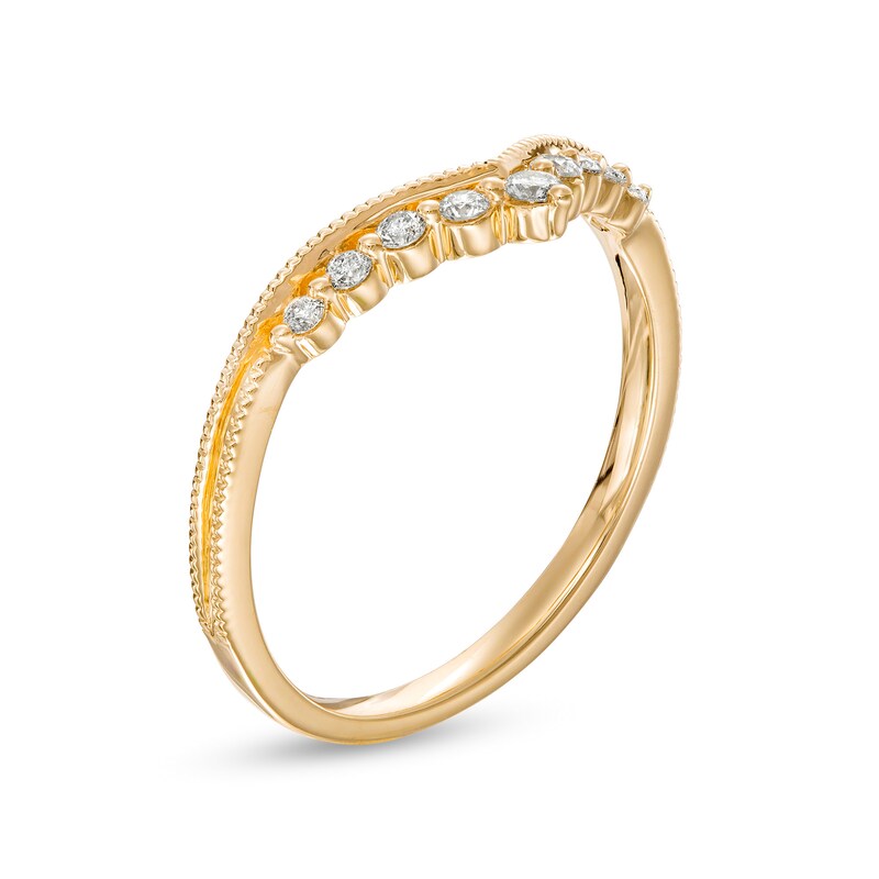 0.145 CT. T.W. Diamond Vintage-Style Contour Anniversary Band in 10K Gold