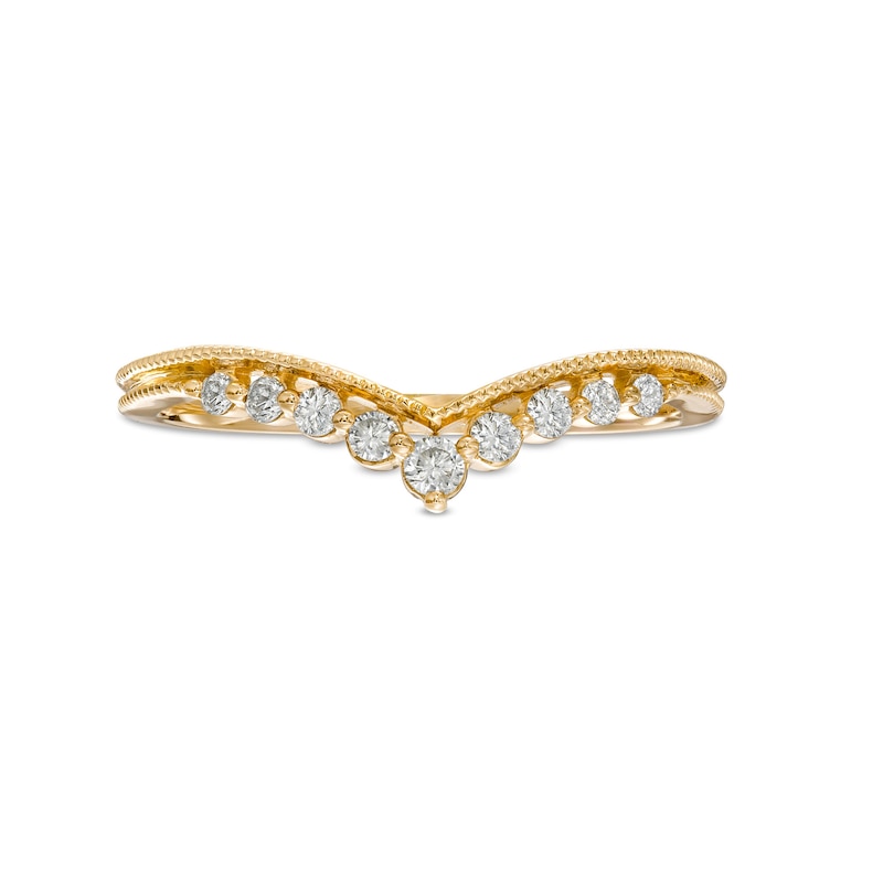 Main Image 4 of 0.145 CT. T.W. Diamond Vintage-Style Contour Anniversary Band in 10K Gold