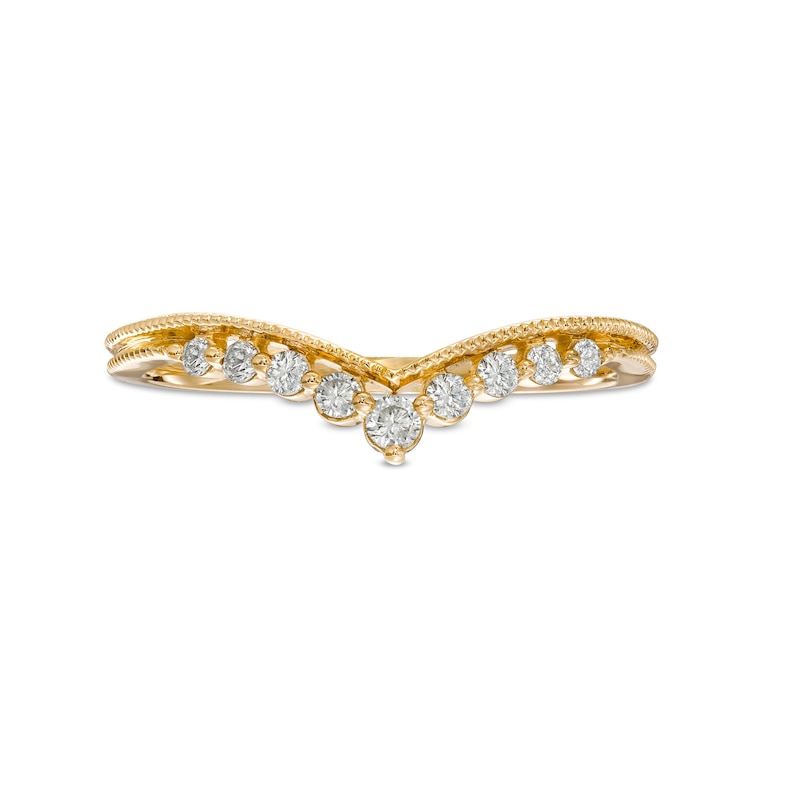 0.145 CT. T.W. Diamond Vintage-Style Contour Anniversary Band in 10K Gold