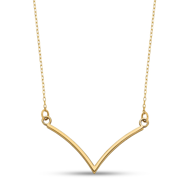 Diamond-Cut Layered Chevron Necklace in 14K Gold